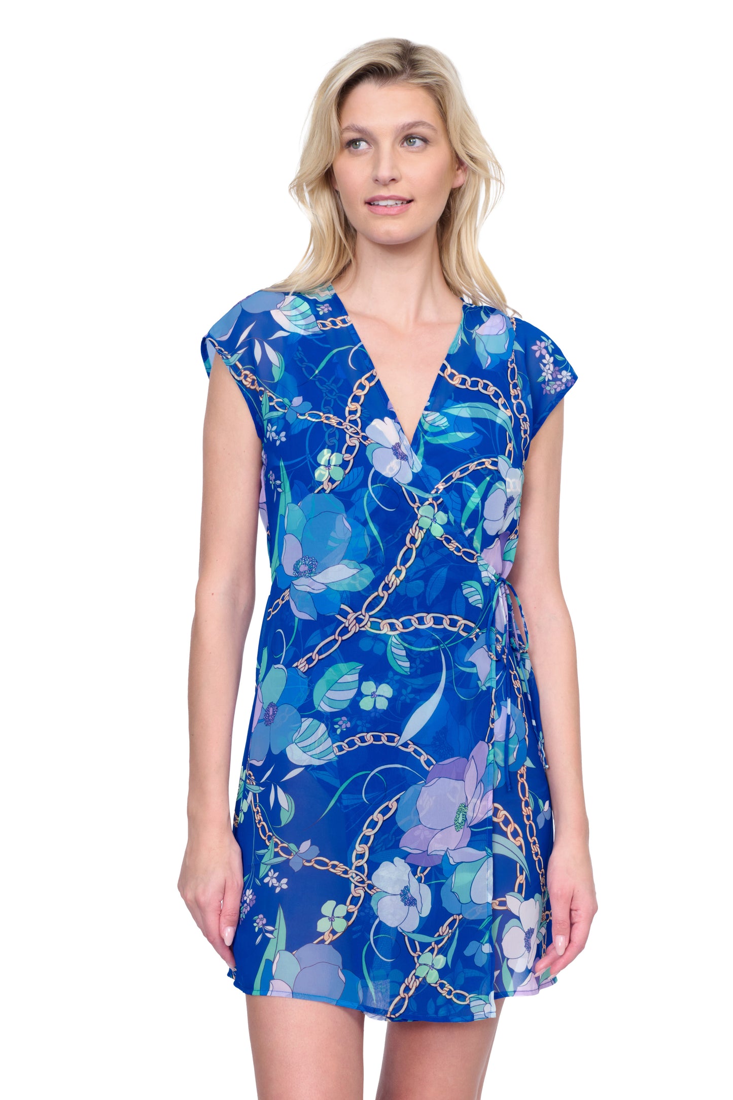 MEMORIES OF CAPRI SHORT SURPLICE DRESS