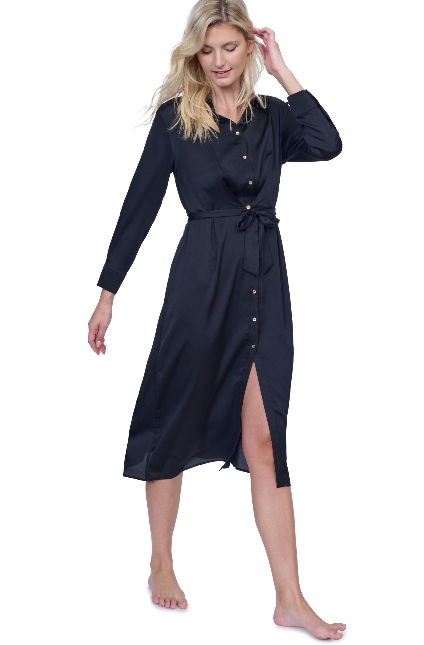 MONTECARLO NEW MIDI BELTED DRESS LONG SLEEVES