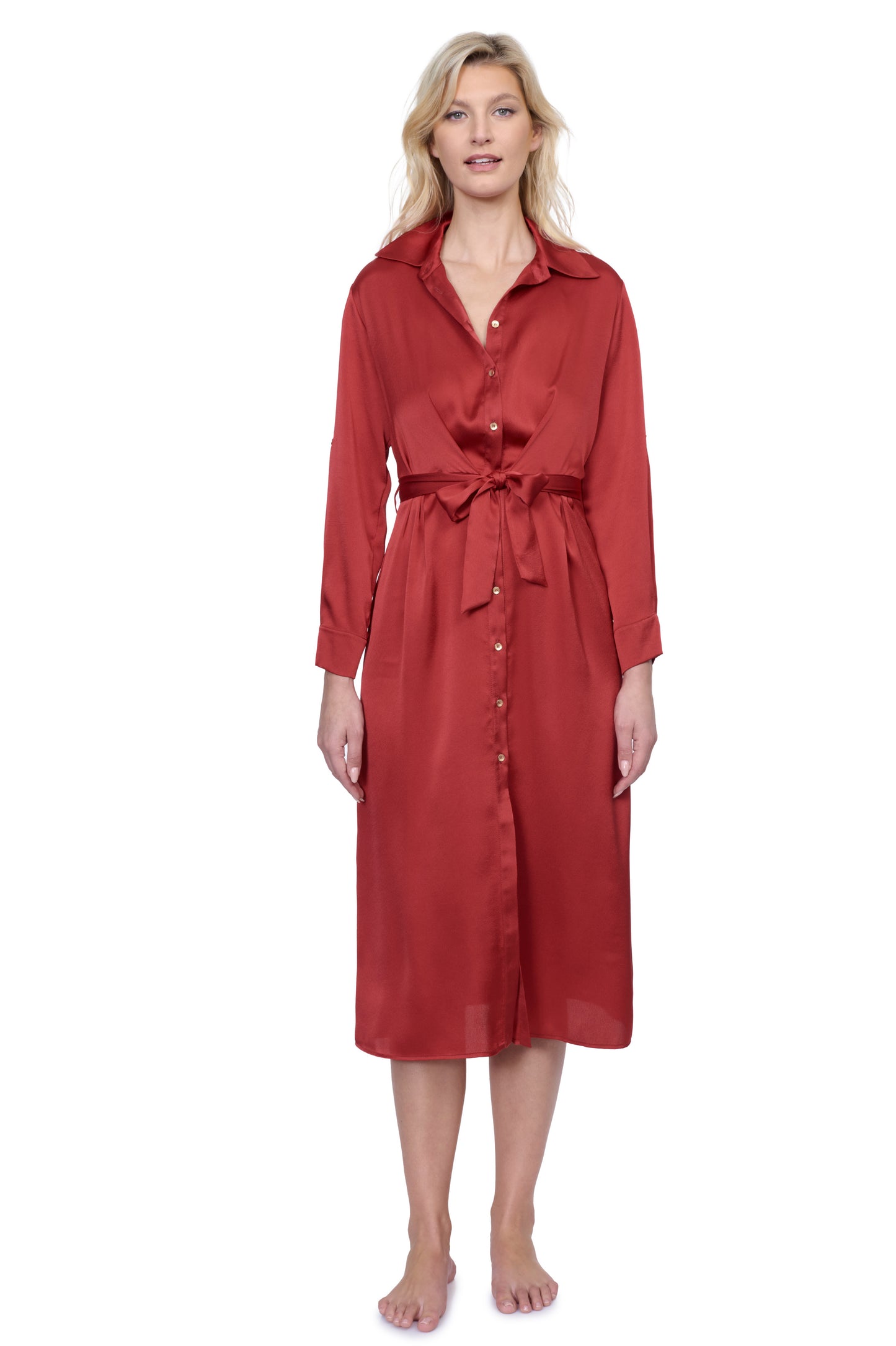 MONTECARLO NEW MIDI BELTED DRESS LONG SLEEVES