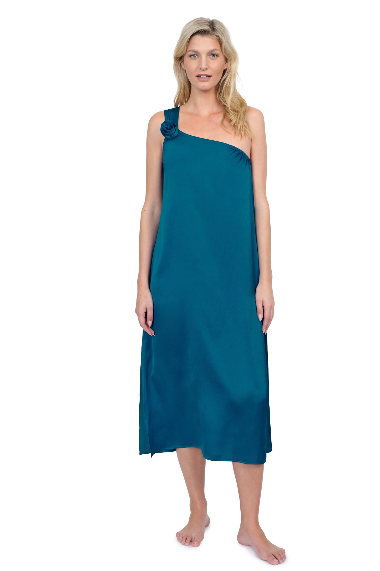 ROSEBUD ONE SHOULDER SARONG DRESS