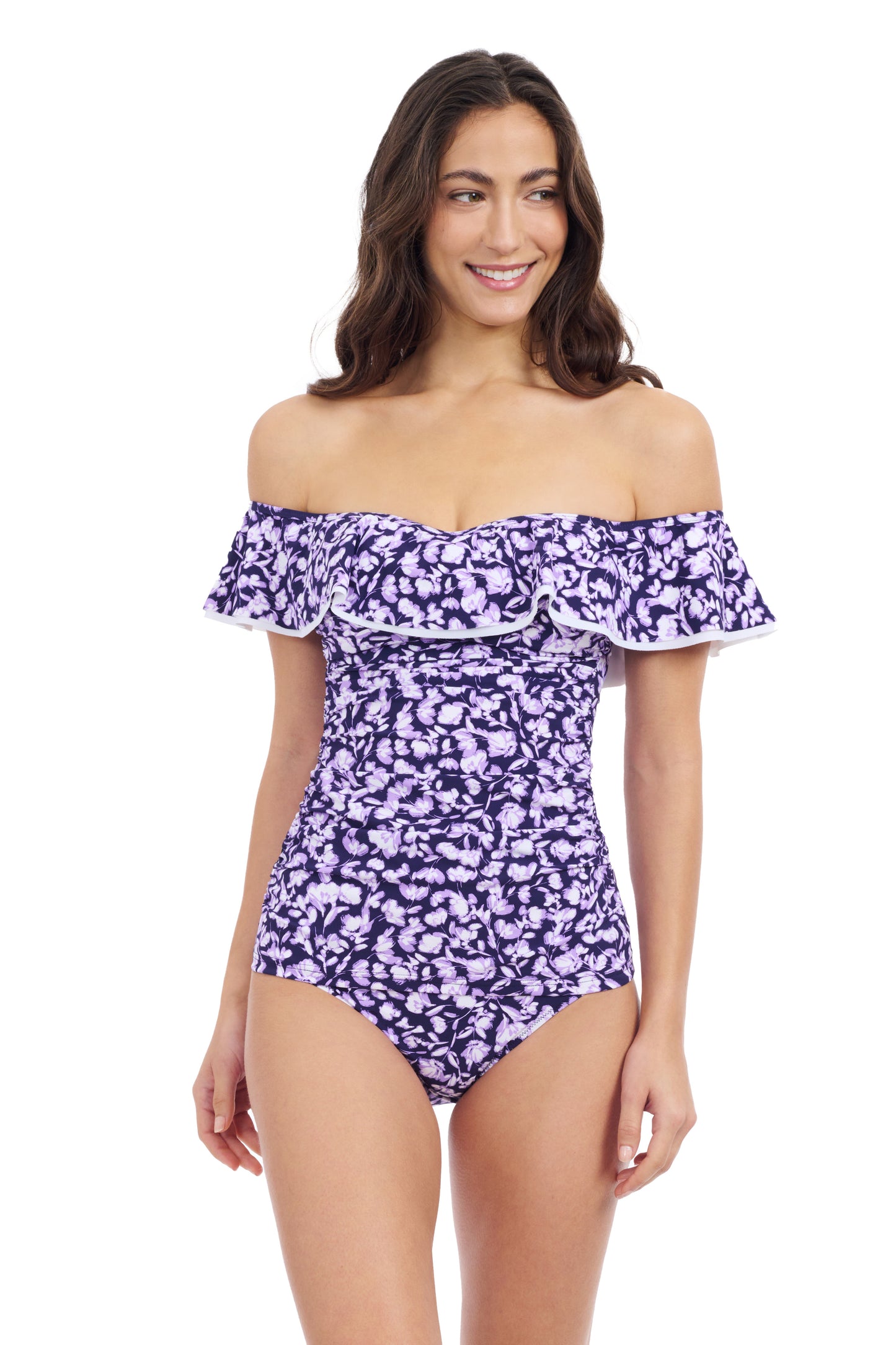 JULIETTE OFF THE SHOULDER RUFFLE TANKINI TOP