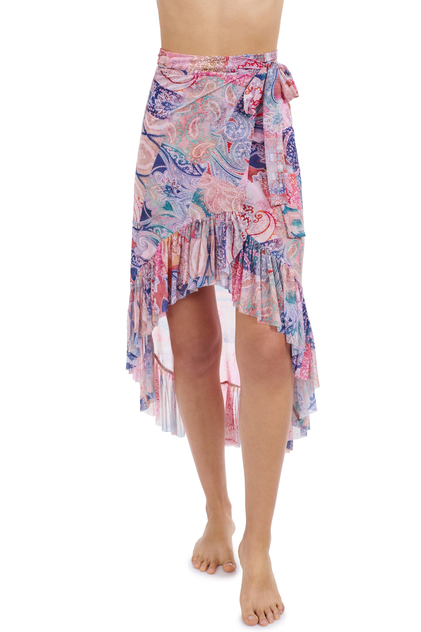 KARMA RUFFLED HIGH LOW MESH SKIRT