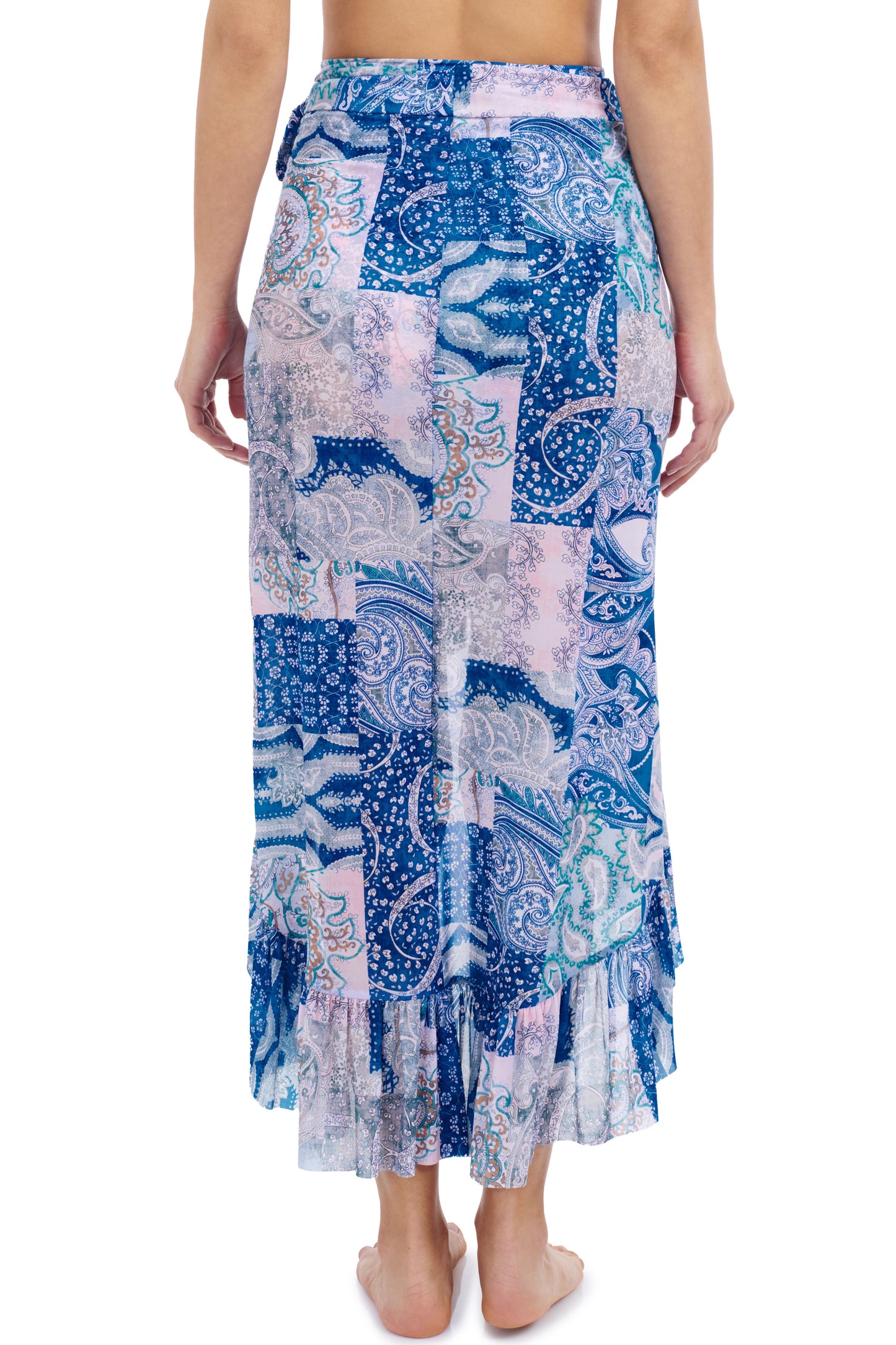 KARMA RUFFLED HIGH LOW MESH SKIRT