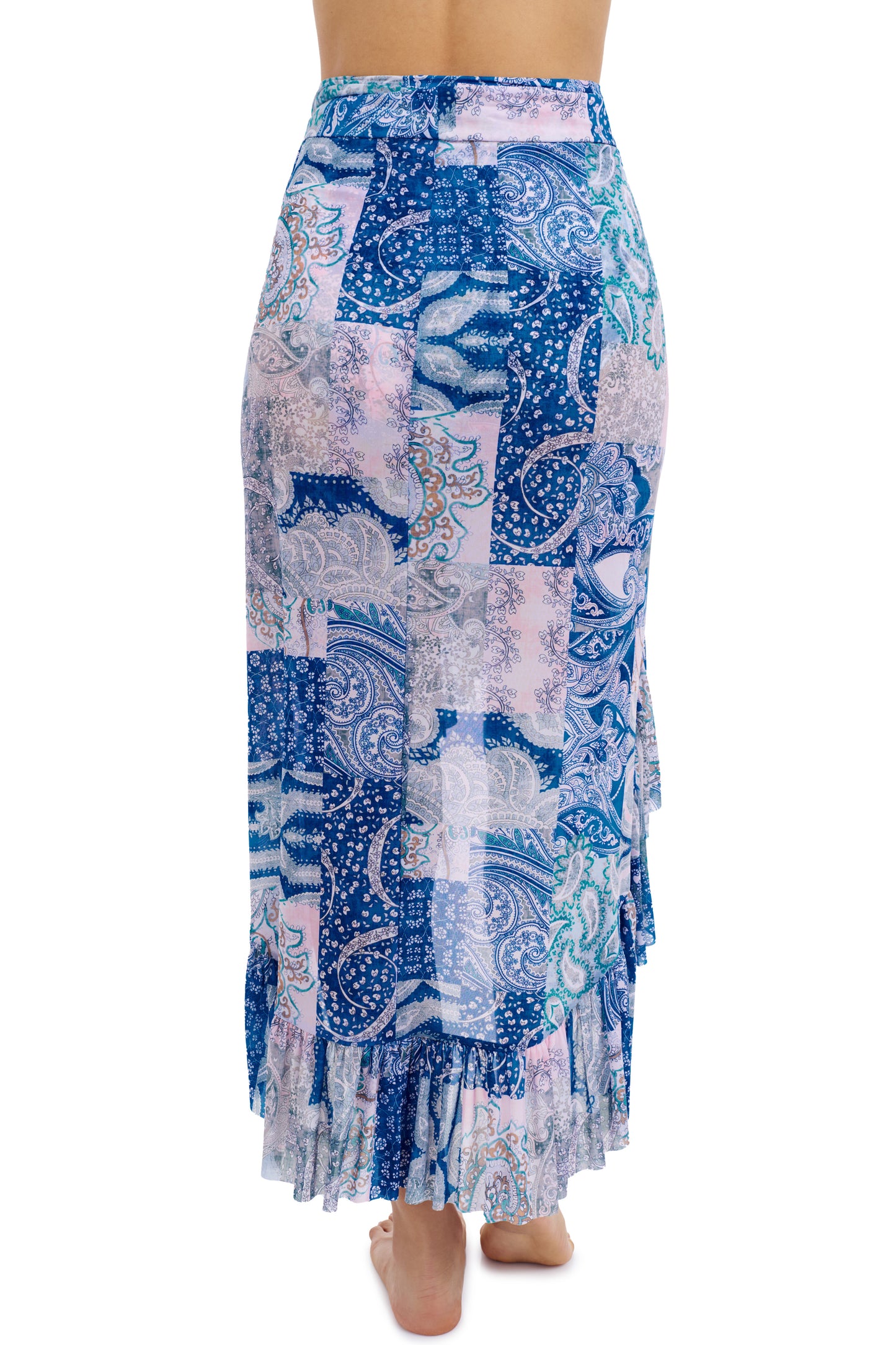 KARMA RUFFLED HIGH LOW MESH SKIRT