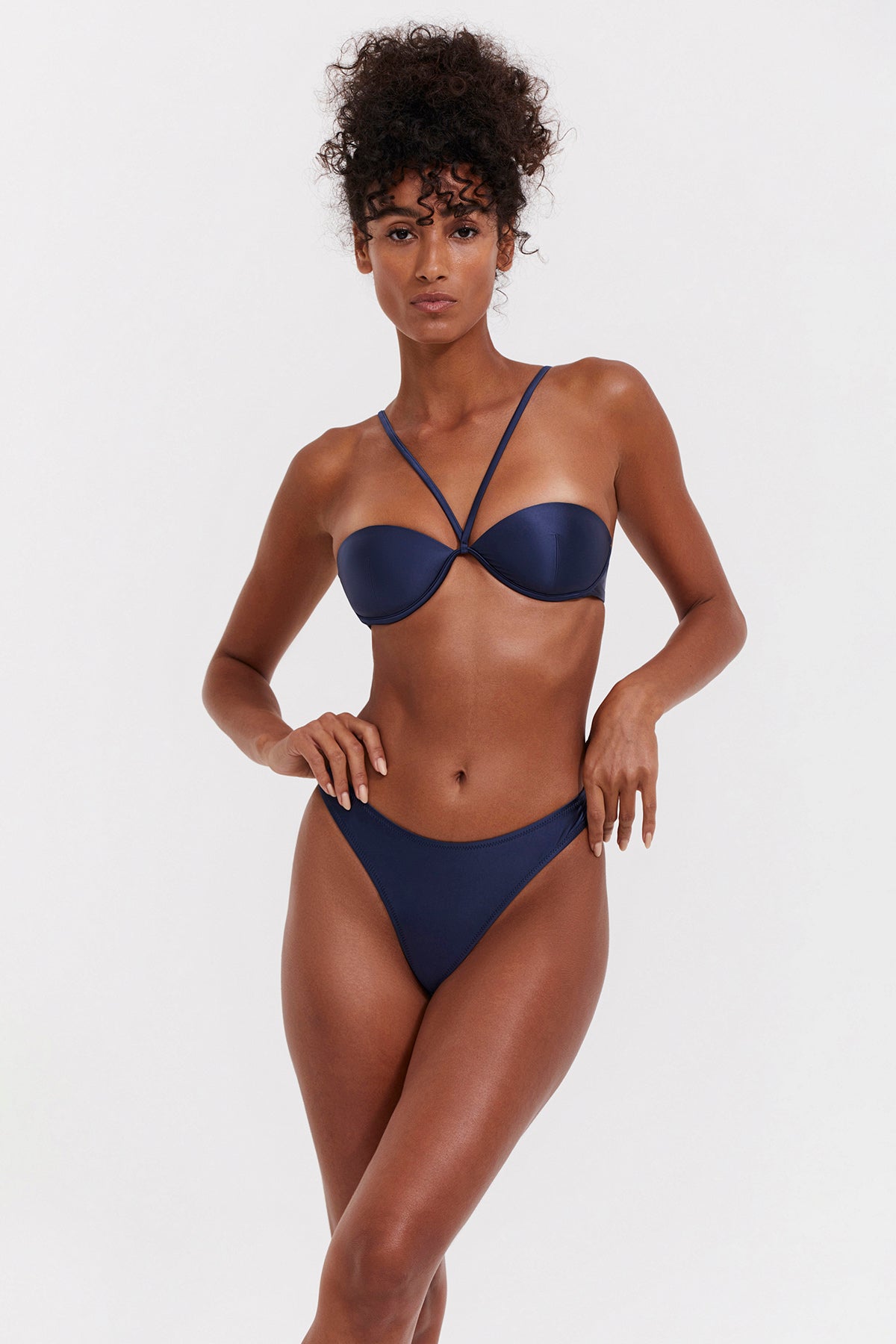 SATIN TOUCH BIKINI TOP WITH CRISS CROSS FRONT STRAPS