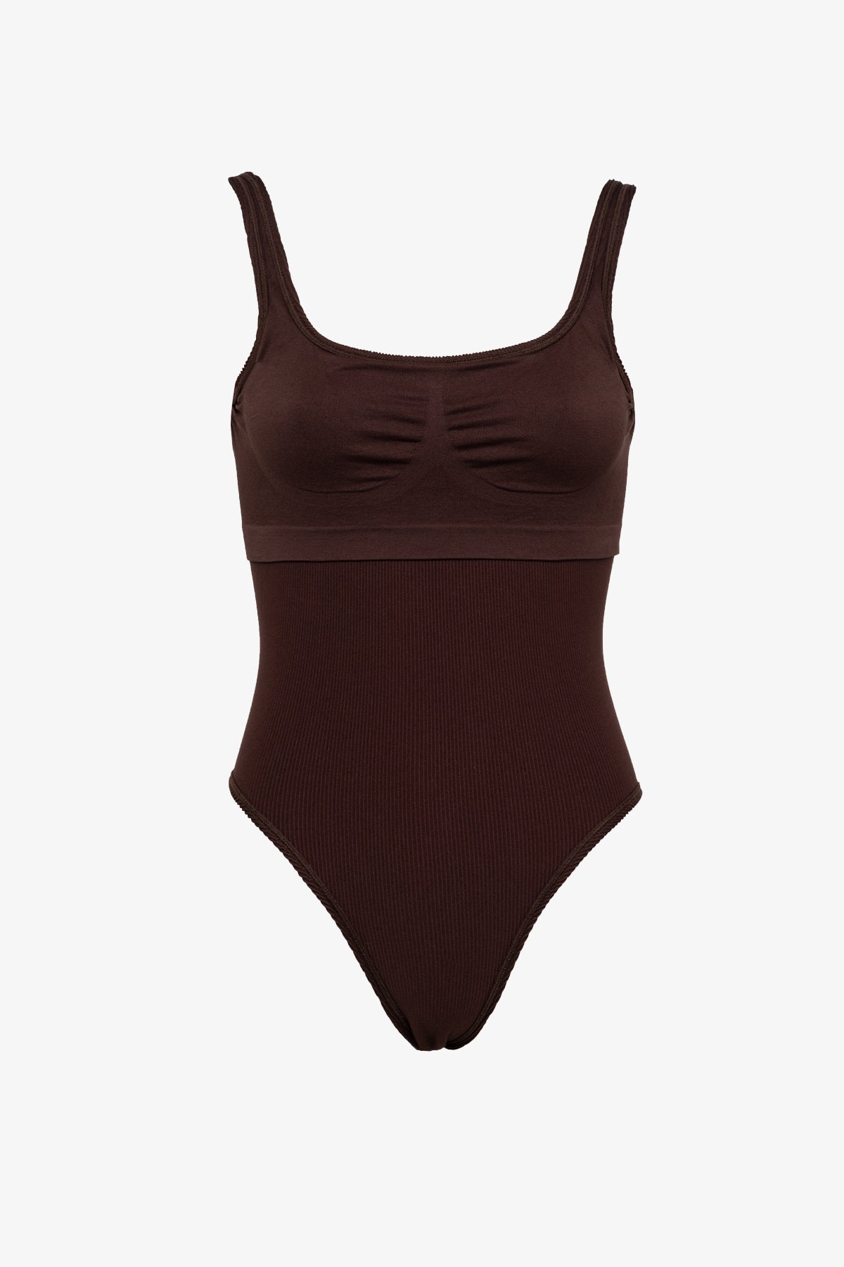 Au Naturel Tank One Piece with inner Shelf Bra Molded Lining - Brown