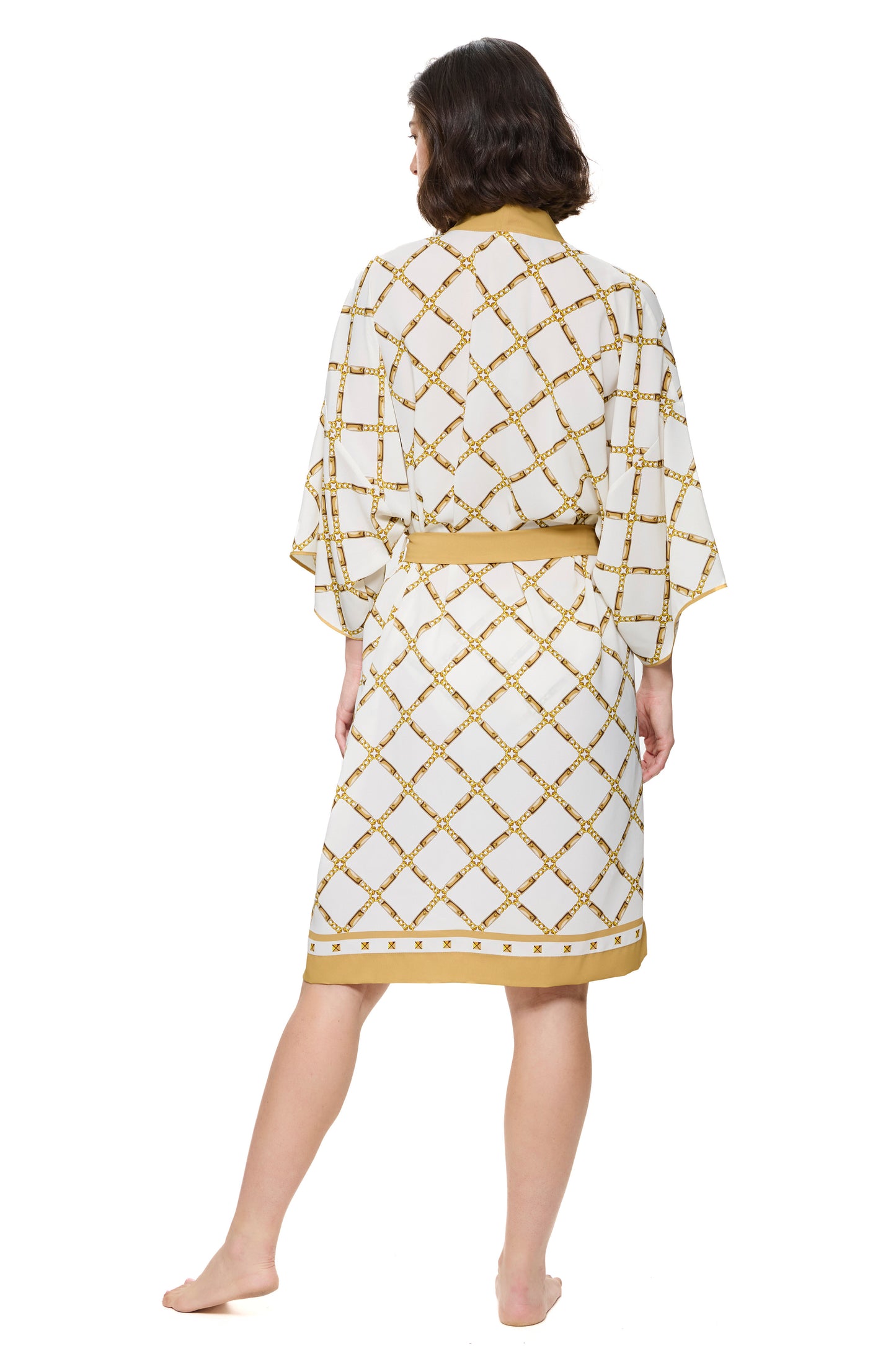 Gottex DECO RIVIERA Belted Kimono - White/Gold