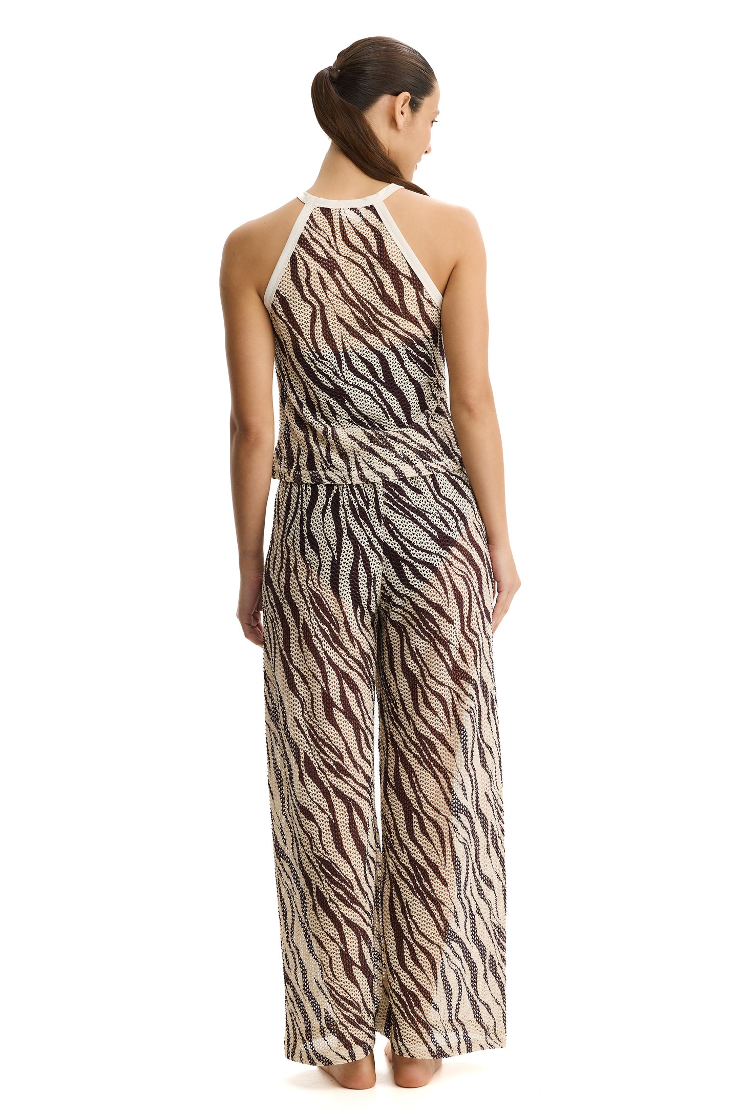 PROFILE by gottex SAFARI CHIC High Neck Top - Cream/Brown