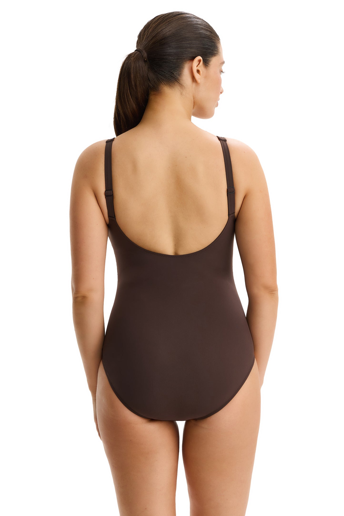 Profile by gottex TUTTI FRUTTI D-cup V-neck Ladder Detail One Piece - Espresso
