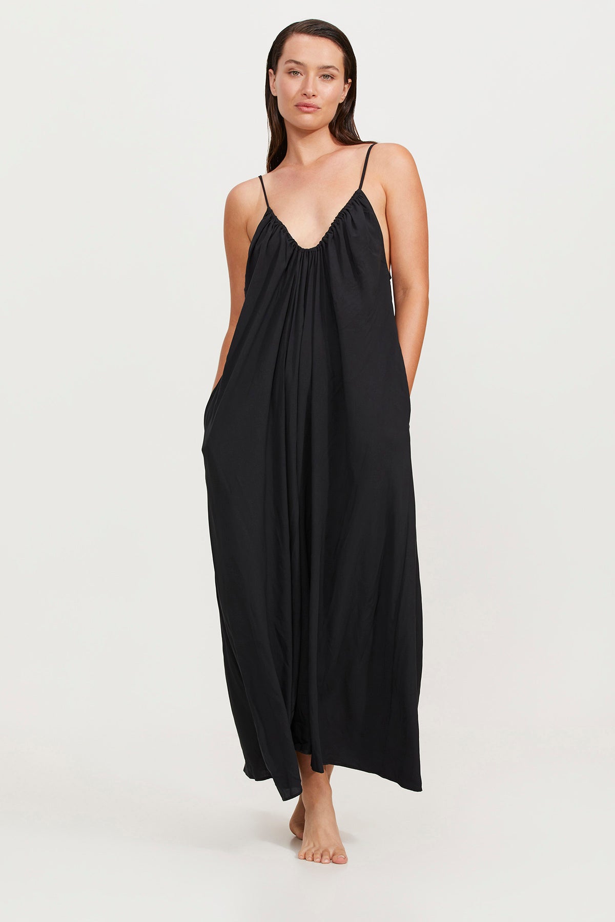 DEEP PLUNGE LONG COVER UP DRESS