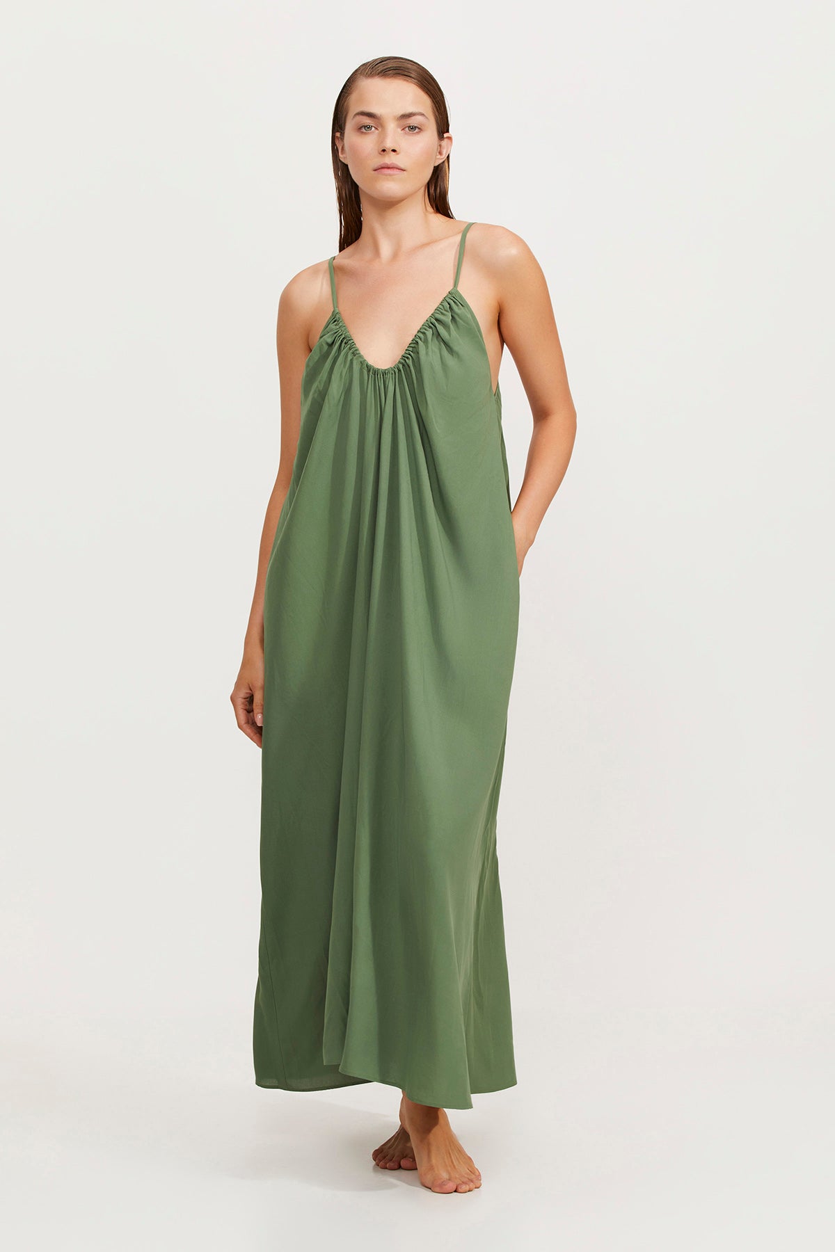 DEEP PLUNGE LONG COVER UP DRESS