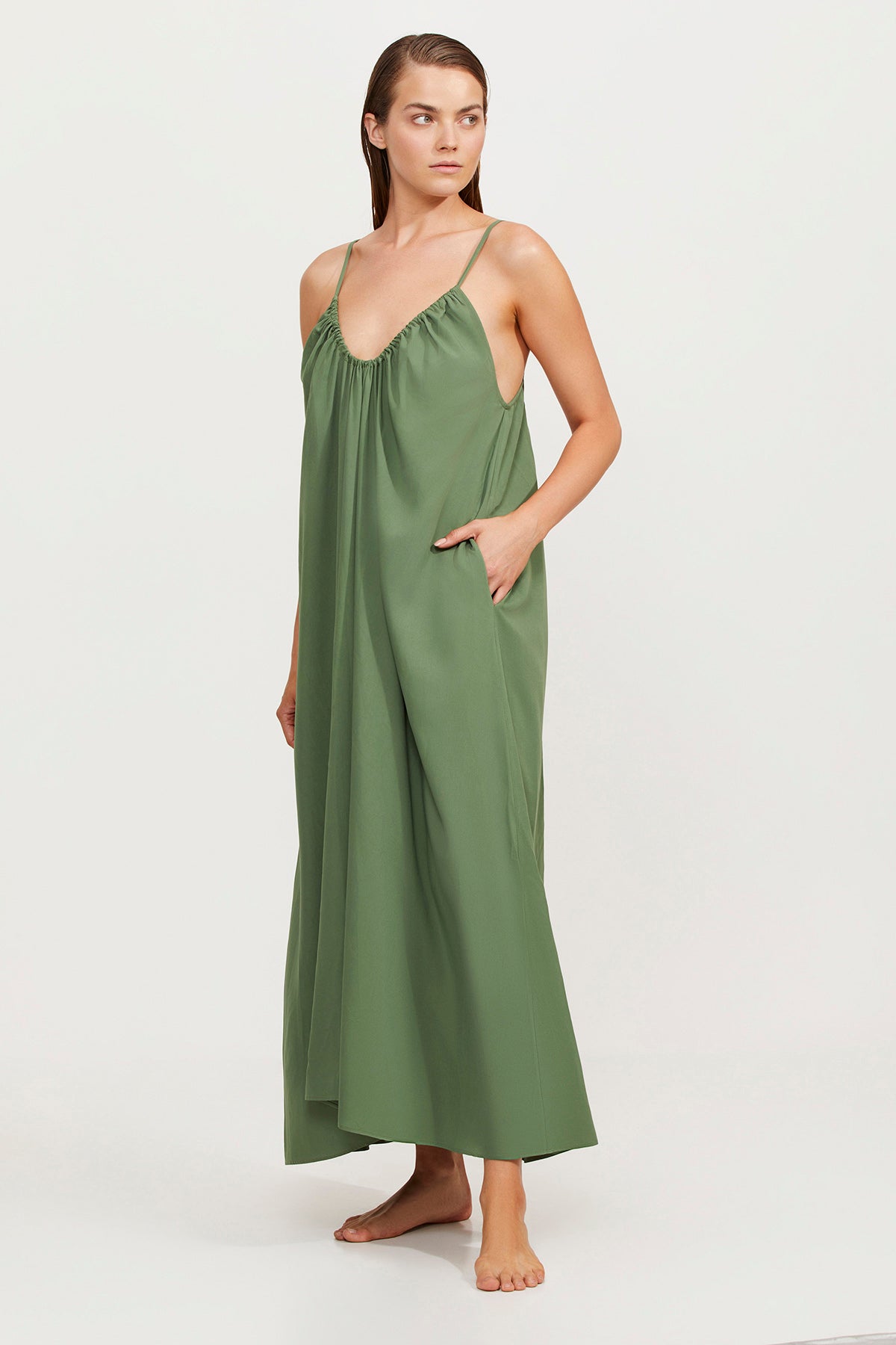 DEEP PLUNGE LONG COVER UP DRESS