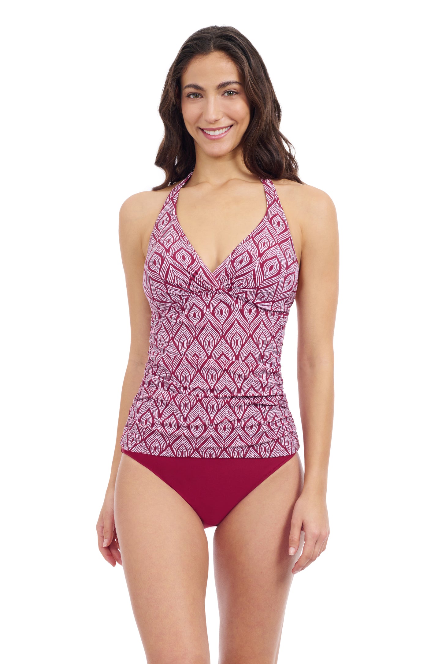 PLUME V-NECK HALTER TANKINI TOP