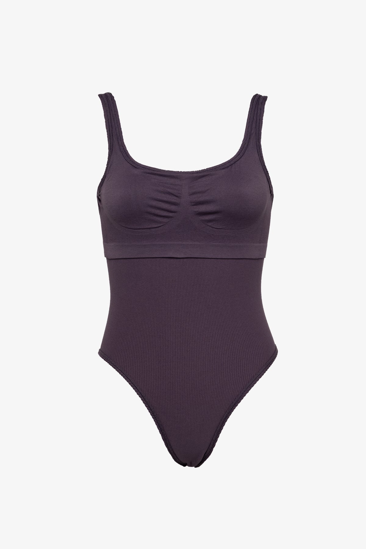 Au Naturel Tank One Piece with inner Shelf Bra Molded Lining - Aubergine
