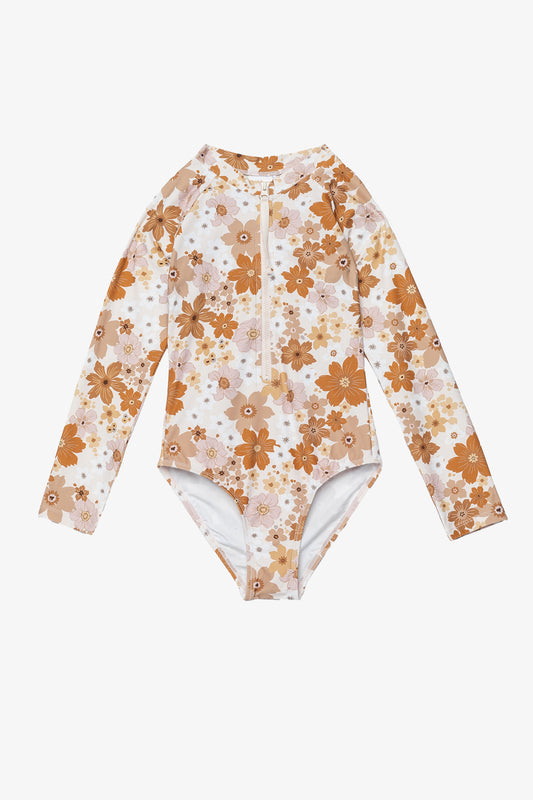 Flirtt NOSTALGIC BLOOM Girls long sleeve zip front swimsuit