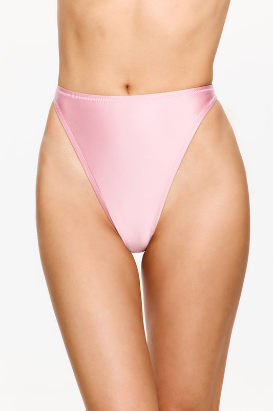 Flirtt SATIN ROYALE High Waisted Bikini Bottom - Light Pink
