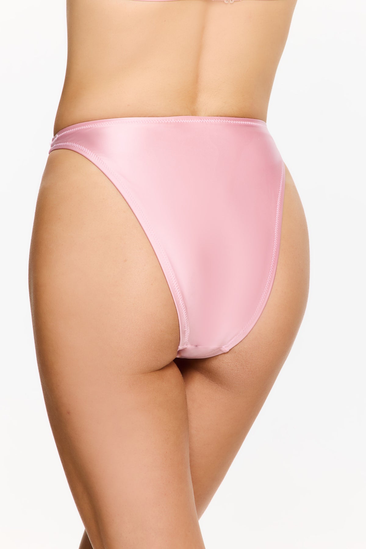 Flirtt SATIN ROYALE High Waisted Bikini Bottom - Light Pink