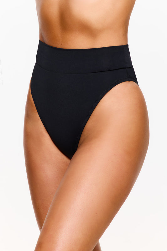 FLIRTT FOLD OVER HIGH LEG BOTTOM - Black