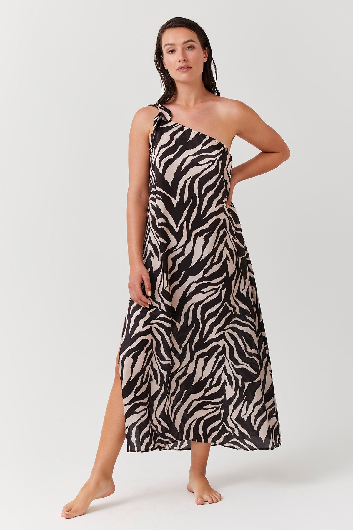 ONE SHOULDER SARONG DRESS