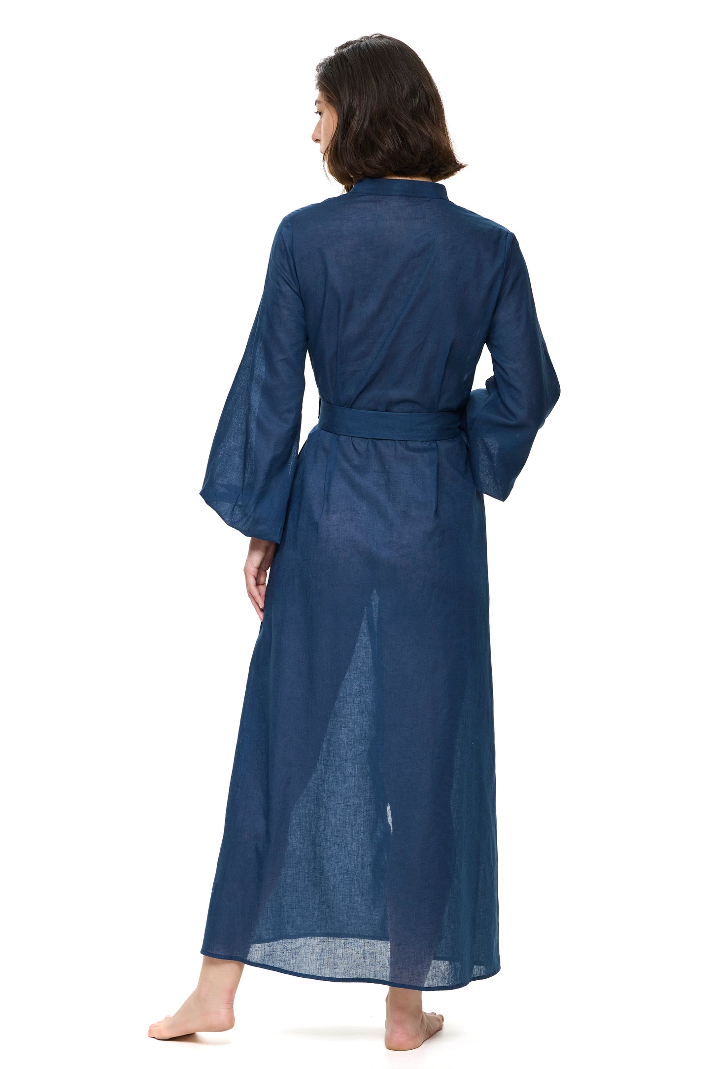 Gottex MODERN MUSE Long Dress With Puff Sleeves - Dark Azure