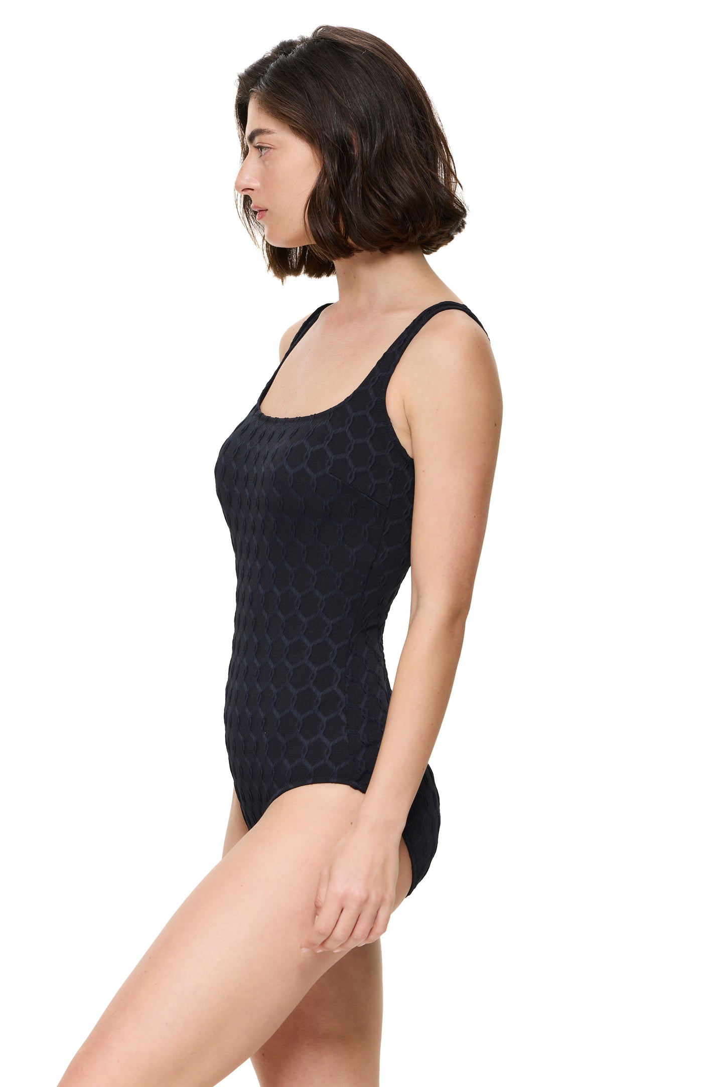 Gottex CHAINED REACTION  More Coverage Square Neck One Piece - Black