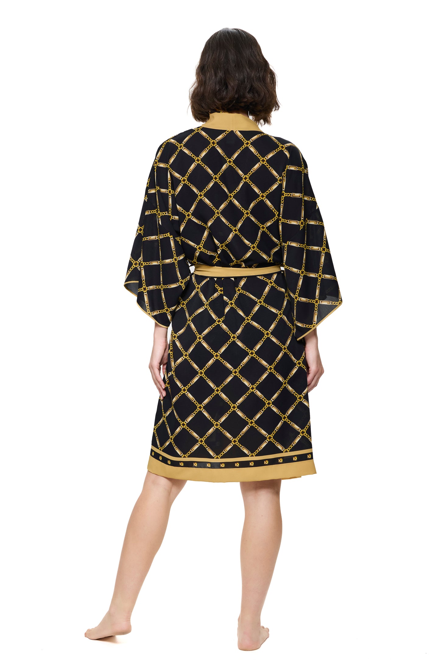 Gottex DECO RIVIERA Belted Kimono - Black/Gold