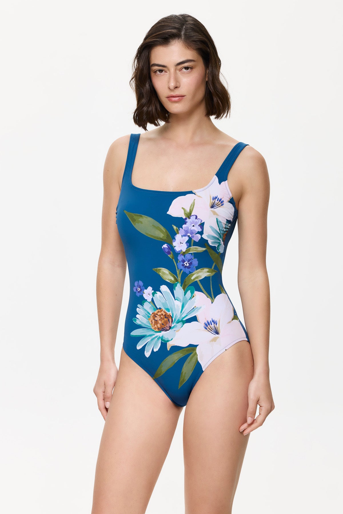 Gottex BORA BORA Square Neck One Piece - Multi Blue