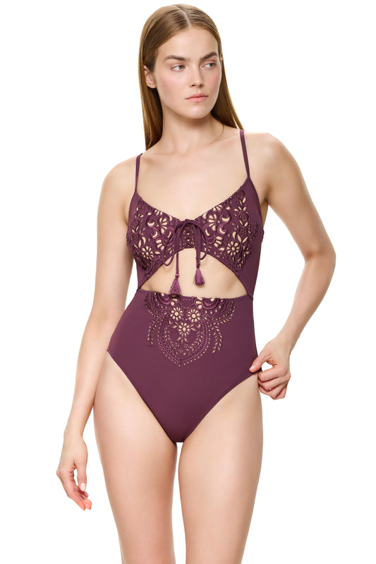 Gottex VERSAILLES New Cutout One Piece - Dark Mauve