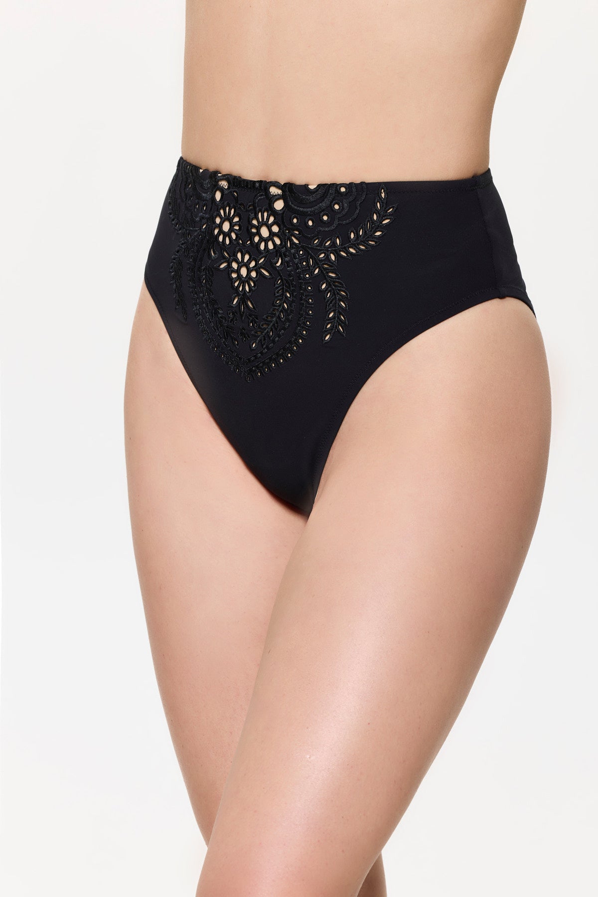 Gottex VERSAILLES Bra with High leg high waist brief set - Black