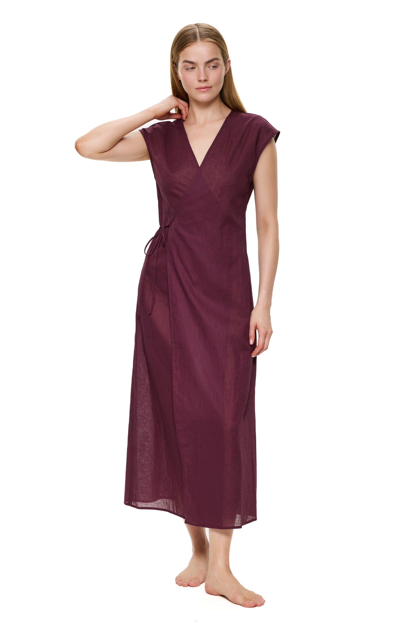 Gottex VERSAILLES Long surplice dress - Dark Mauve
