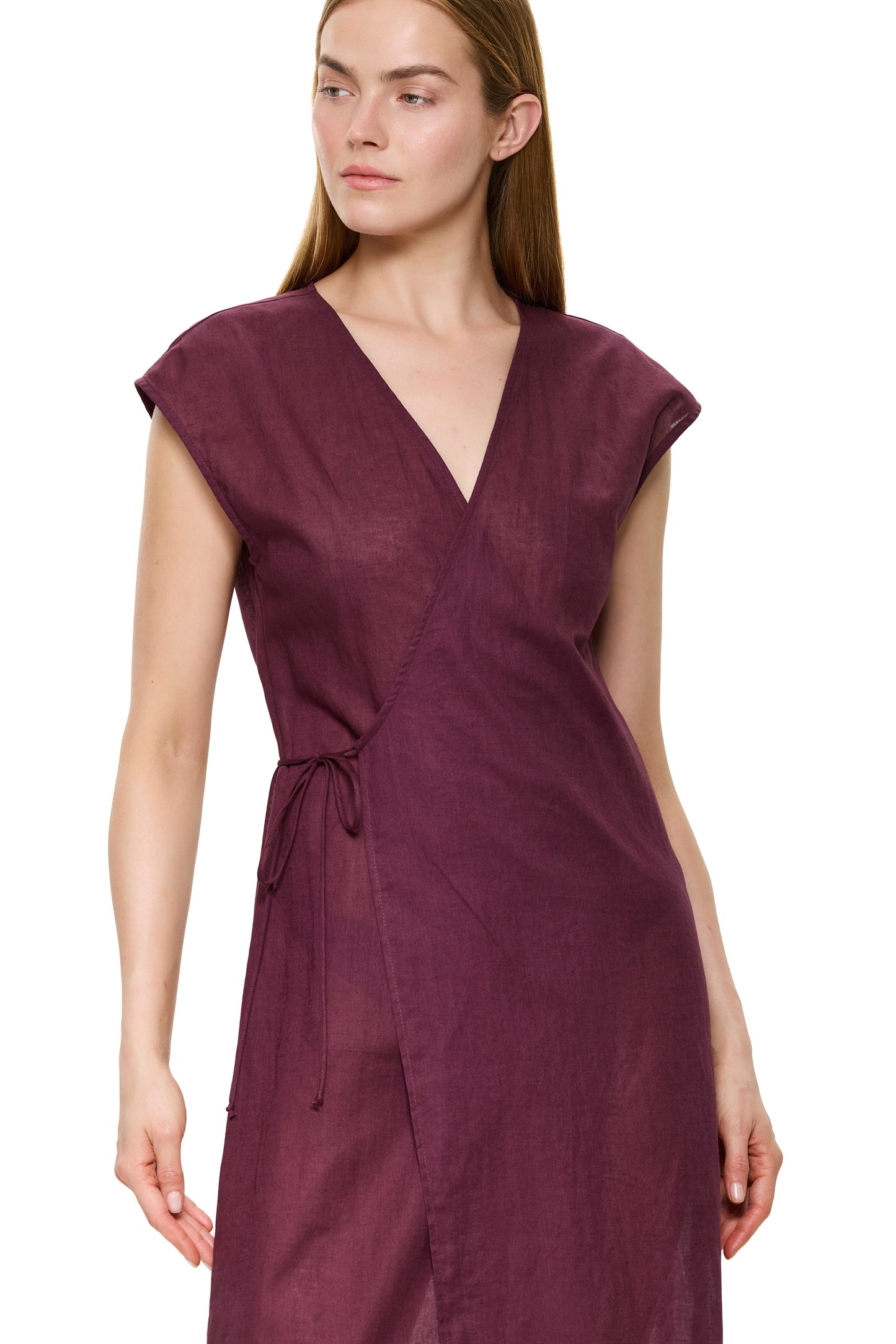 Gottex VERSAILLES Long surplice dress - Dark Mauve