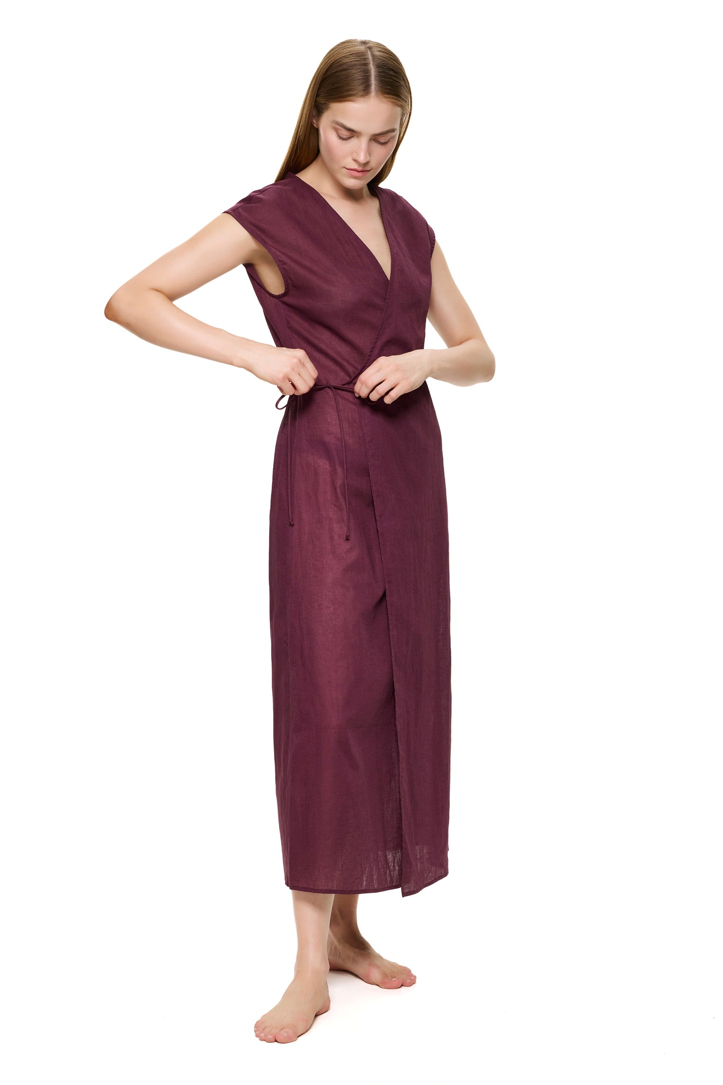 Gottex VERSAILLES Long surplice dress - Dark Mauve