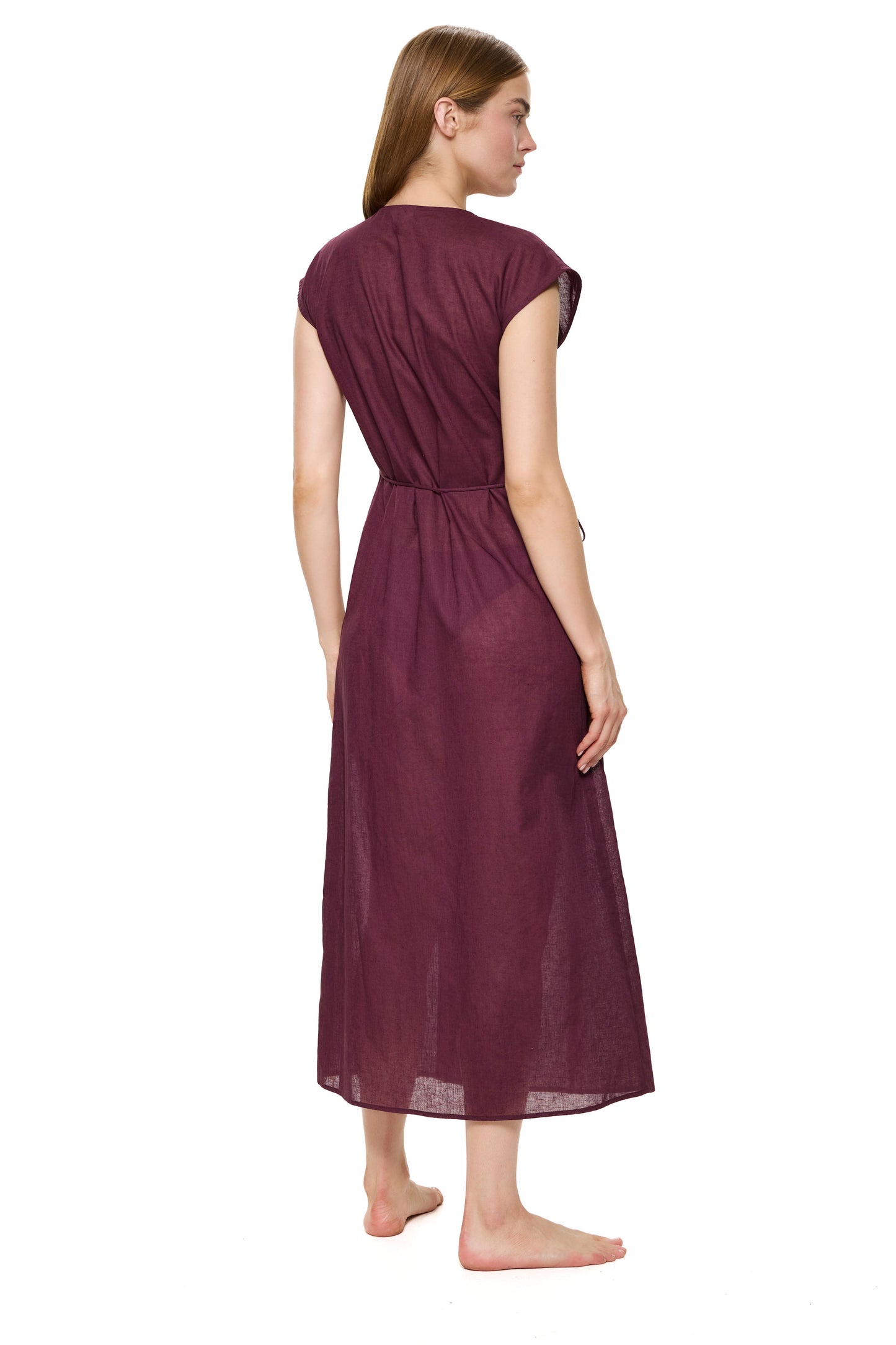 Gottex VERSAILLES Long surplice dress - Dark Mauve
