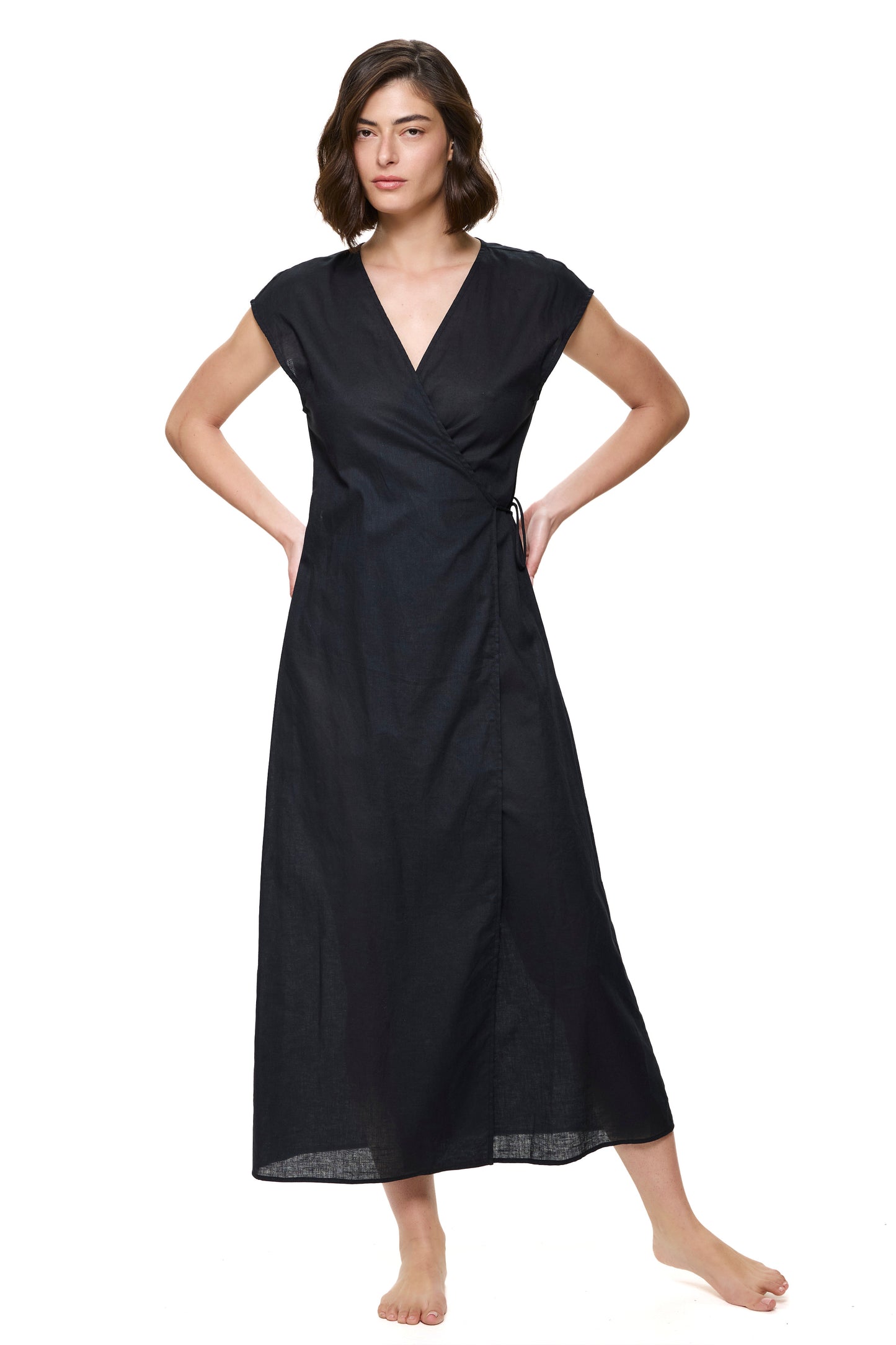 Gottex VERSAILLES Long surplice dress - Black