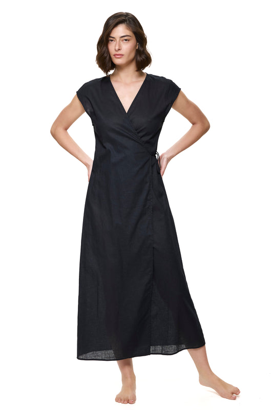 Gottex VERSAILLES Long surplice dress - Black