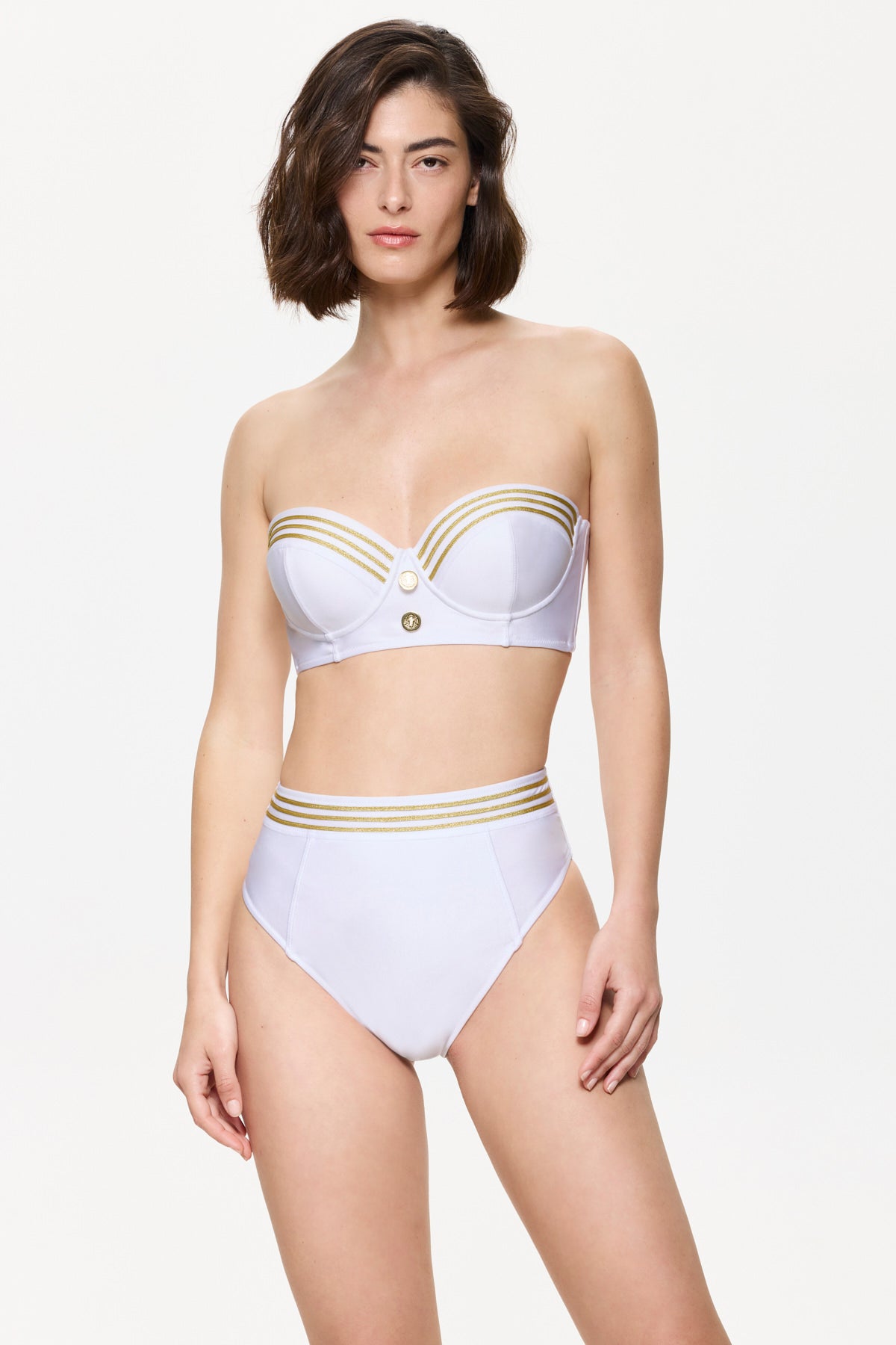 Gottex COTE D'AZURE High rise brief - White/Gold