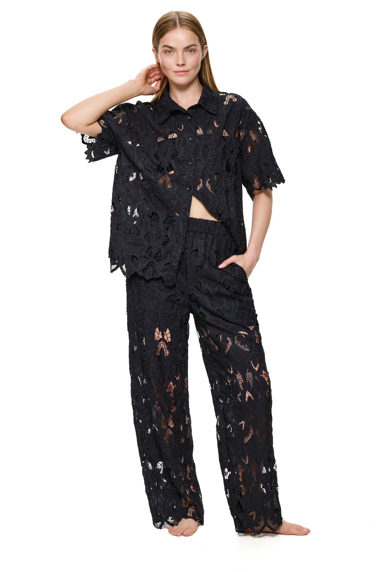 Gottex Coverups Long Guipure Pants - Black