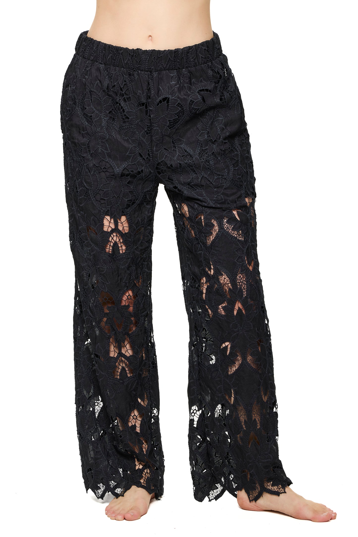Gottex Coverups Long Guipure Pants - Black