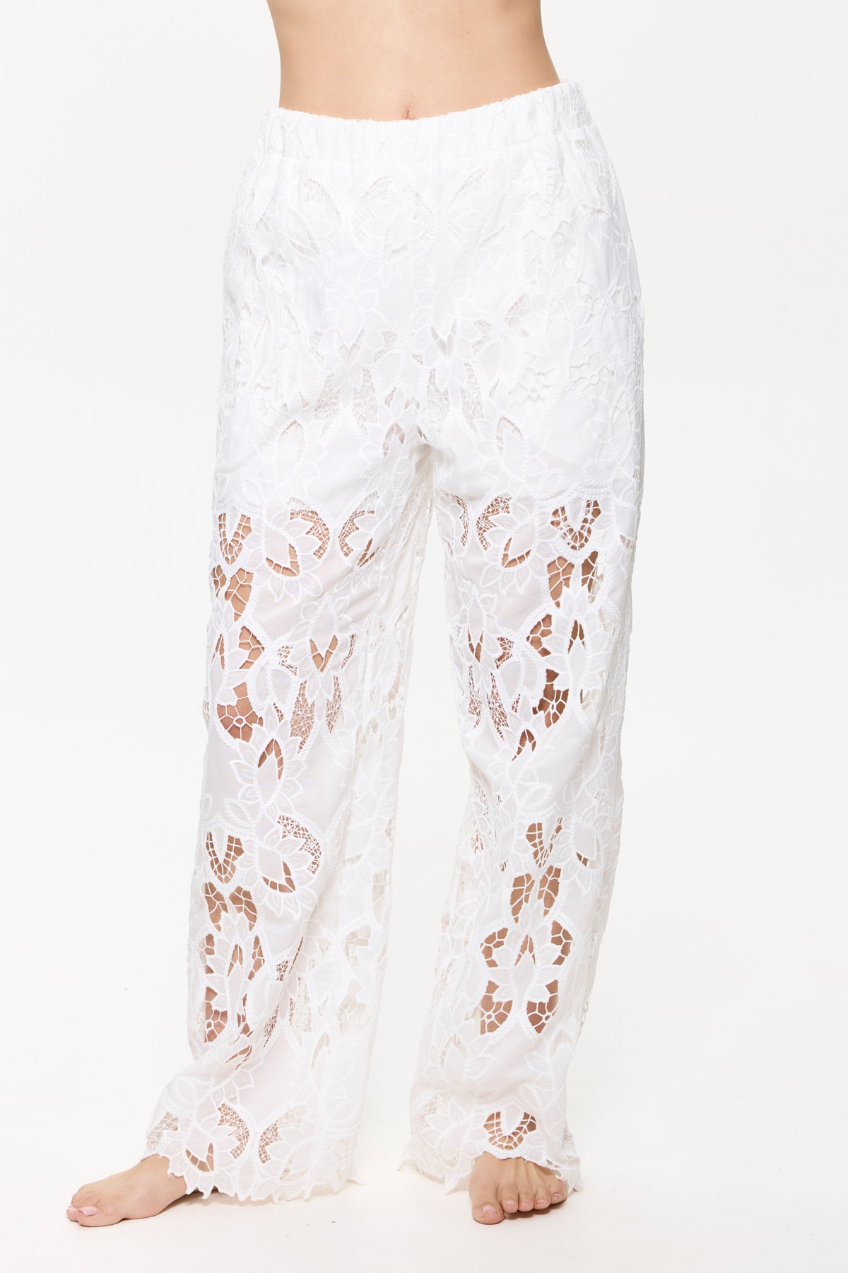 Gottex Coverups Long Guipure Pants - White