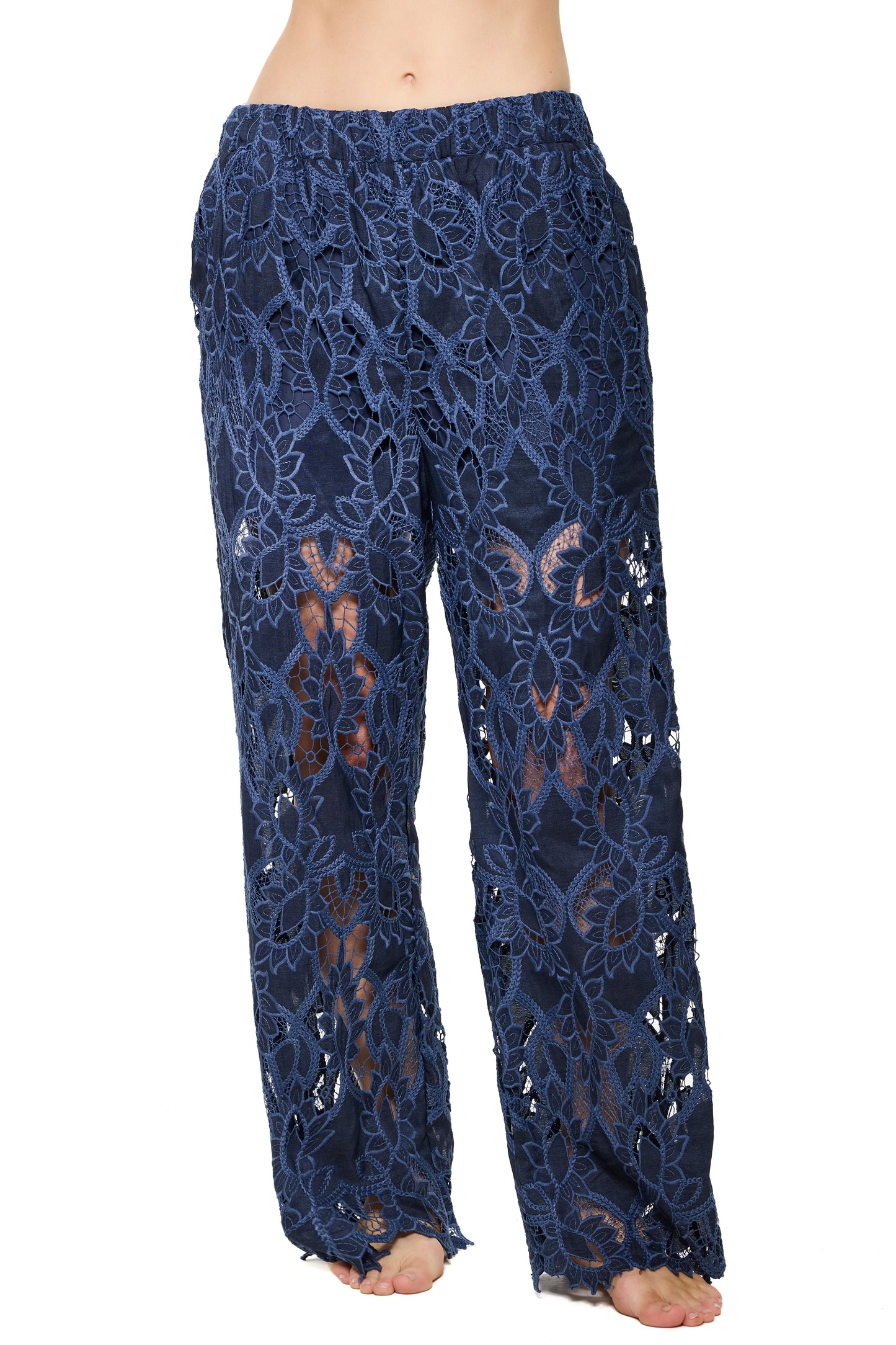 Gottex Coverups Long Guipure Pants - Navy