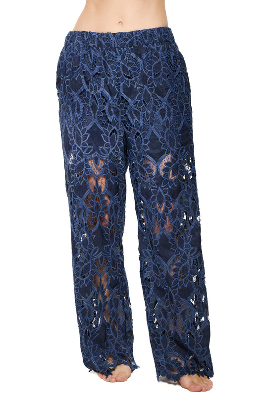 Gottex Coverups Long Guipure Pants - Navy