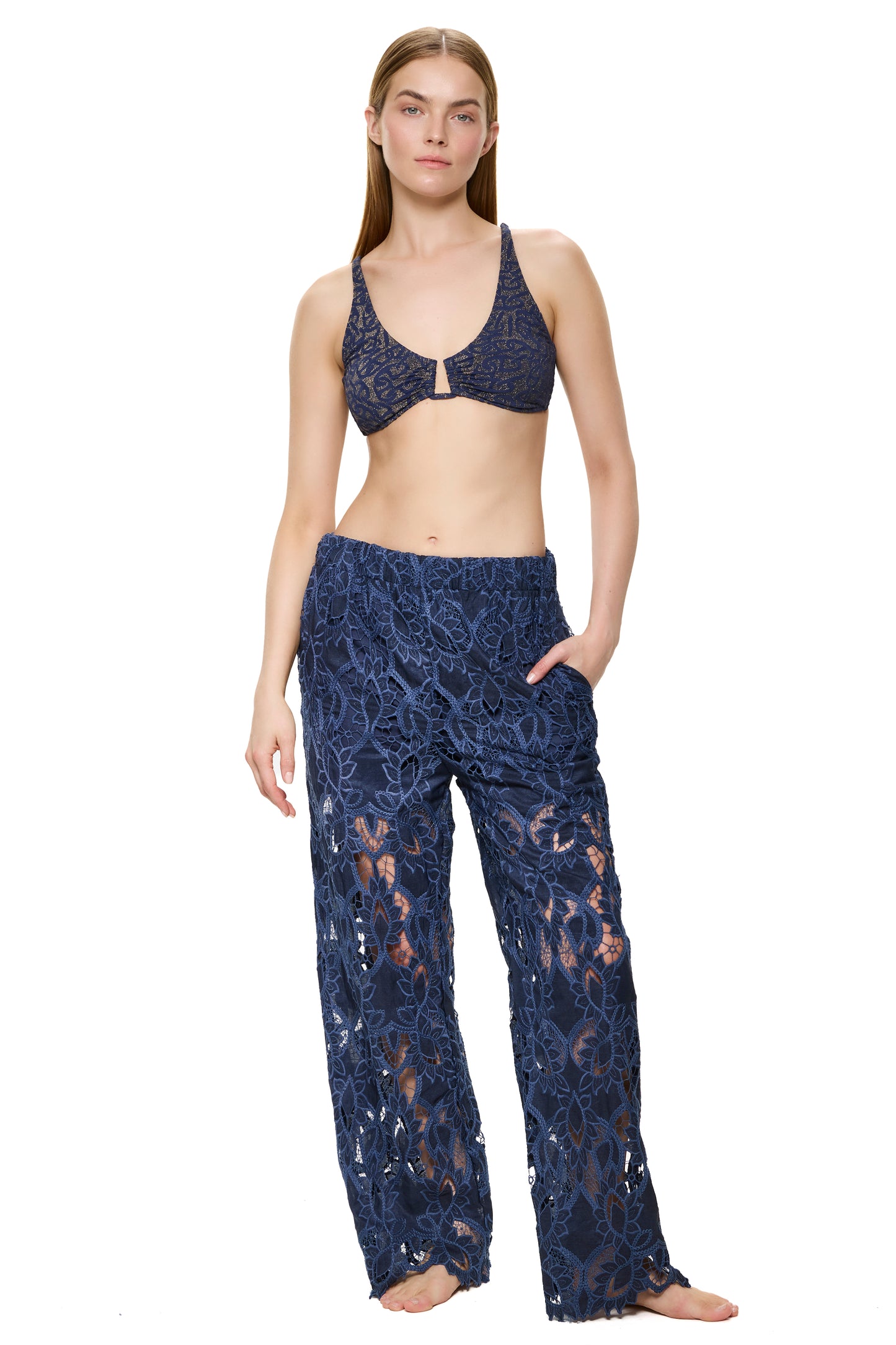 Gottex Coverups Long Guipure Pants - Navy
