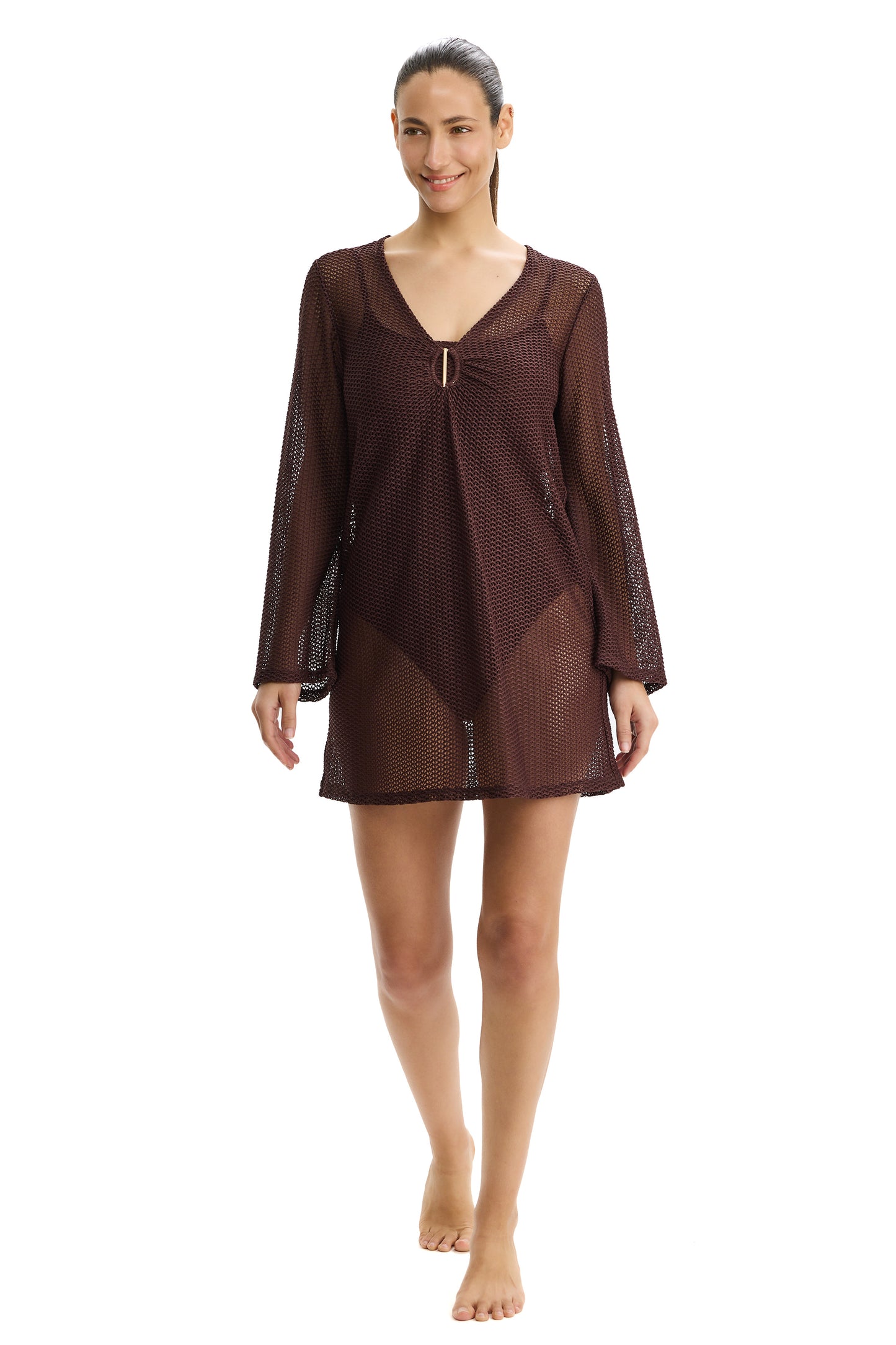 PROFILE by gottex SAFARI CHIC Long Sleeves Tunic - Brown