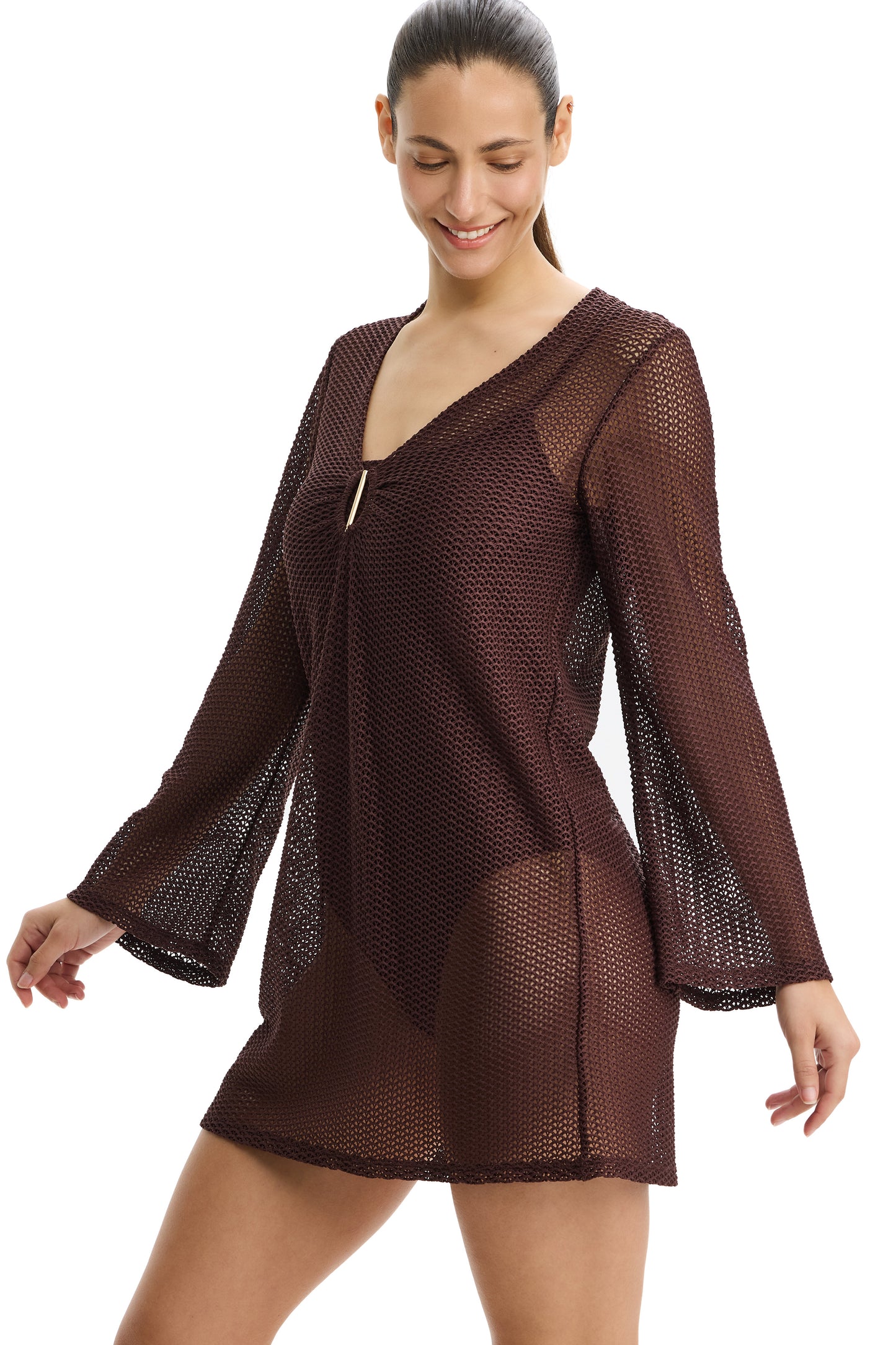 PROFILE by gottex SAFARI CHIC Long Sleeves Tunic - Brown