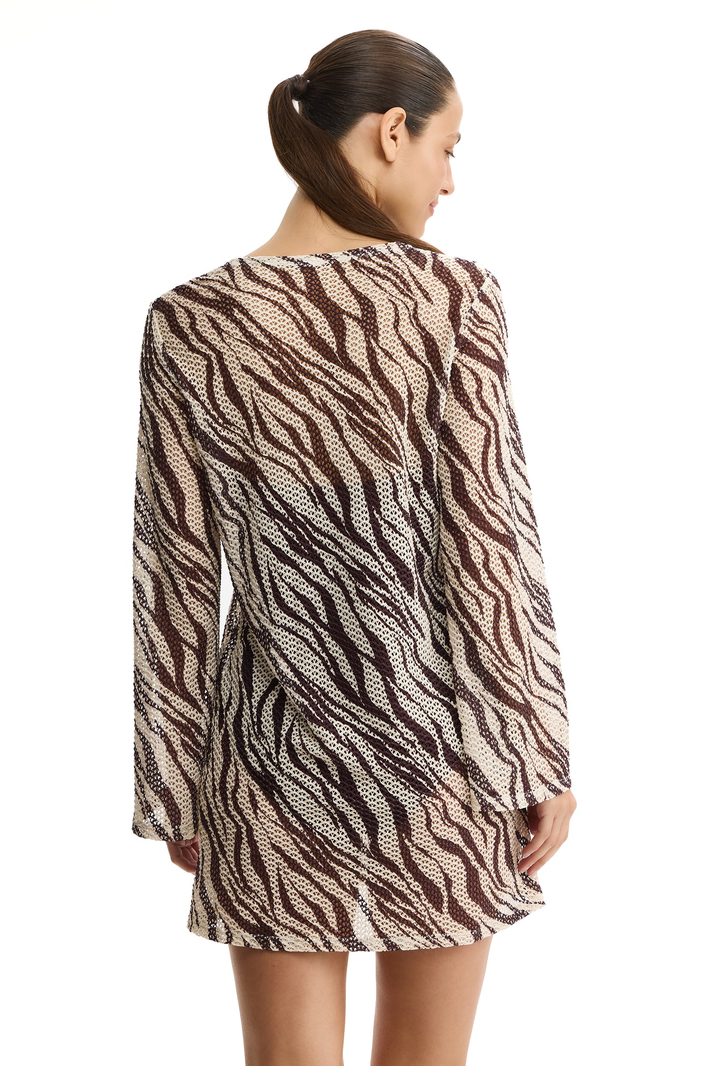 PROFILE by gottex SAFARI CHIC Long Sleeves Tunic - Cream/Brown