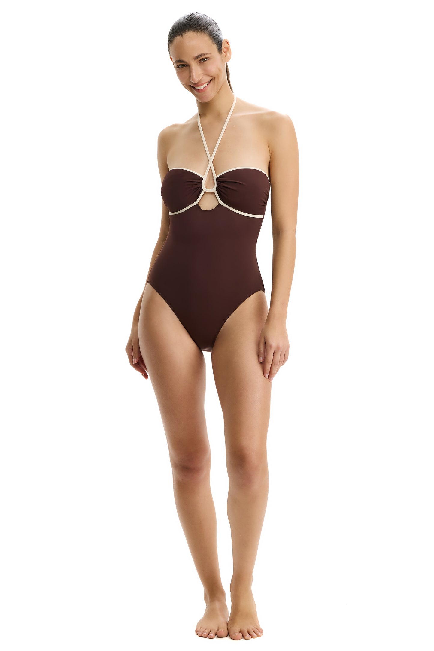 PROFILE by gottex VINE&VELVET Halter Neck Once Piece - Brown