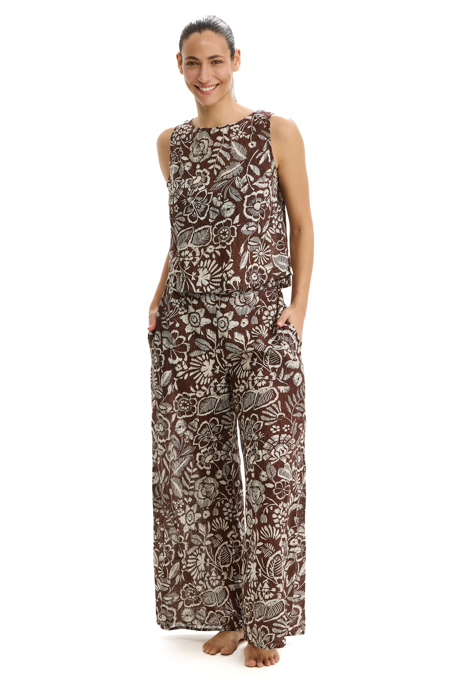 PROFILE by gottex GARDEN MIST Wide Leg Pants - Brown