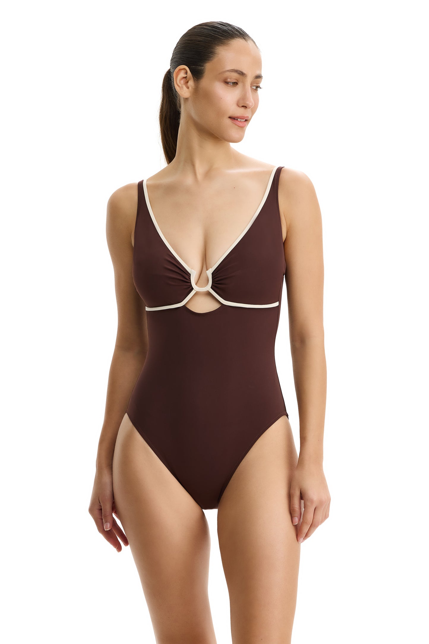 PROFILE by gottex VINE&VELVET V-neck One Piece - Brown