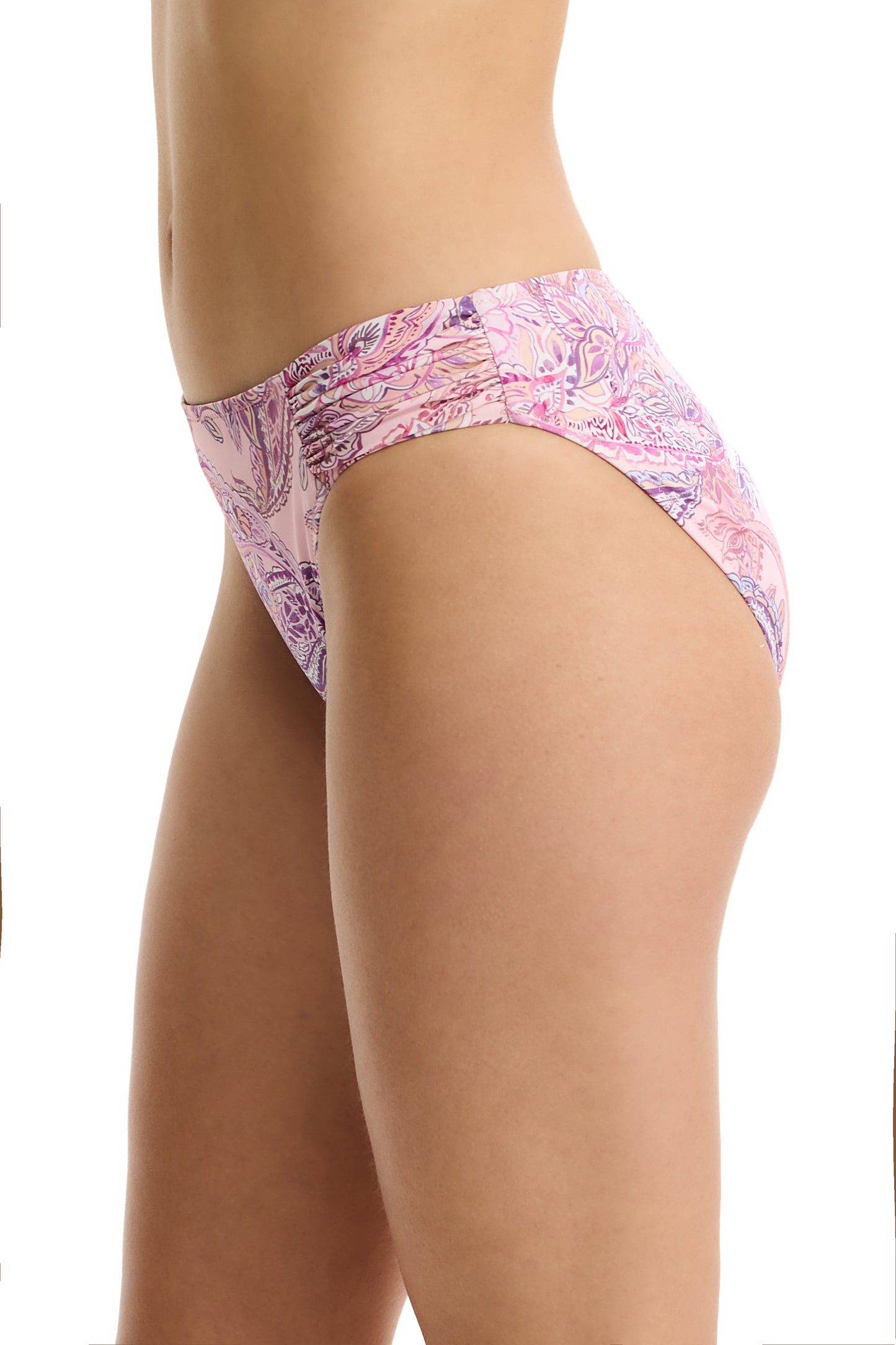 PROFILE by gottex GYPSY BLOOM Bikini Bottom With Side Ruching - Multi Pink