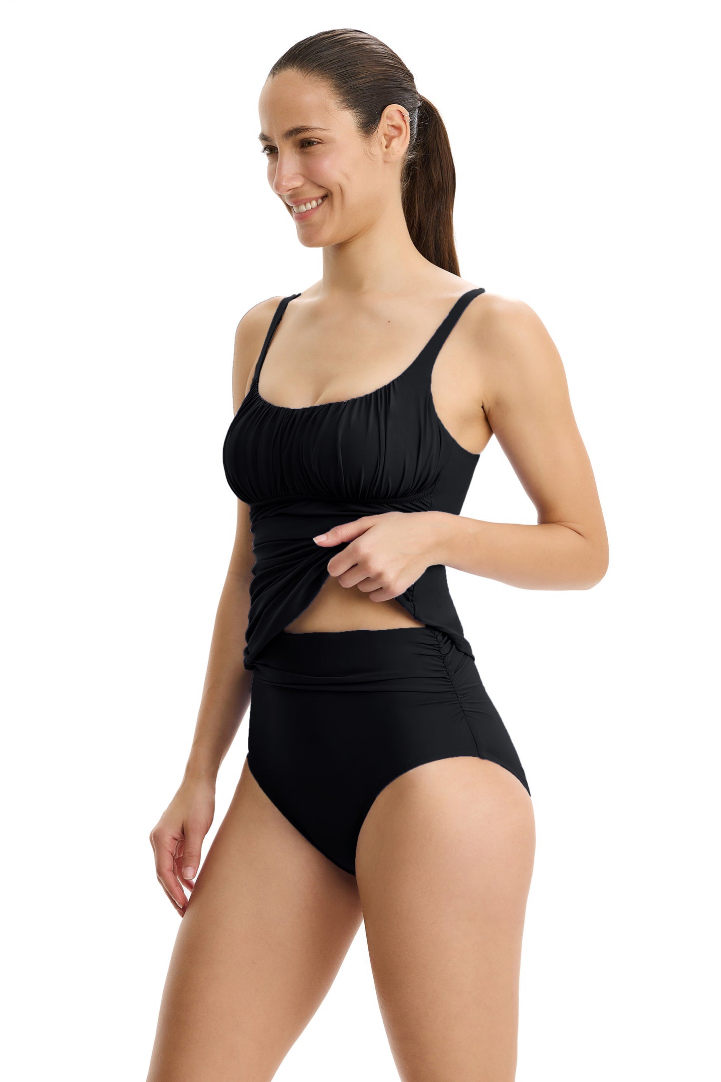 PROFILE by gottexTUTTI FRUTTI Round Neck Tankini Top - black